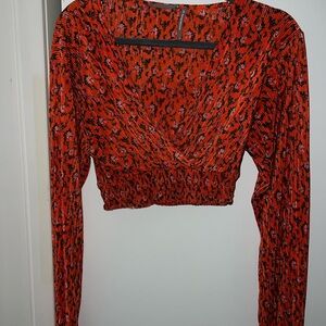 Urban Outfitters Red and Black Patterned Blouse